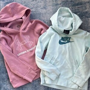 Under Armour Light Pink Girls Hoodie and Nike Light Blue Girls Hoodie